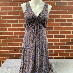 Boden gray, black and blue floral sleeveless maxi dress- 8 long